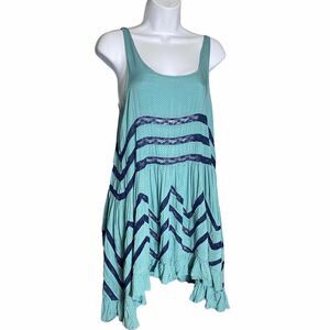 Intimately Free People Women Voile and Lace Trapeze Slip Sky Blue Size XS